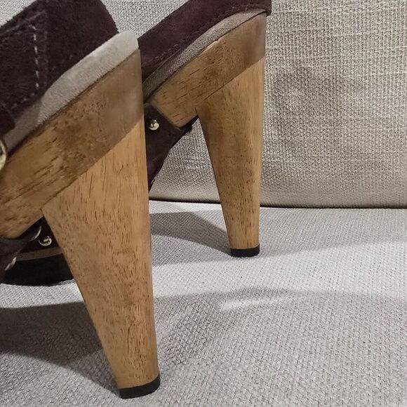 NWOB Kors Womens Studded Slingback Clogs In Chocolate Brown Suede SZ 8M Sandals - Picture 5 of 11